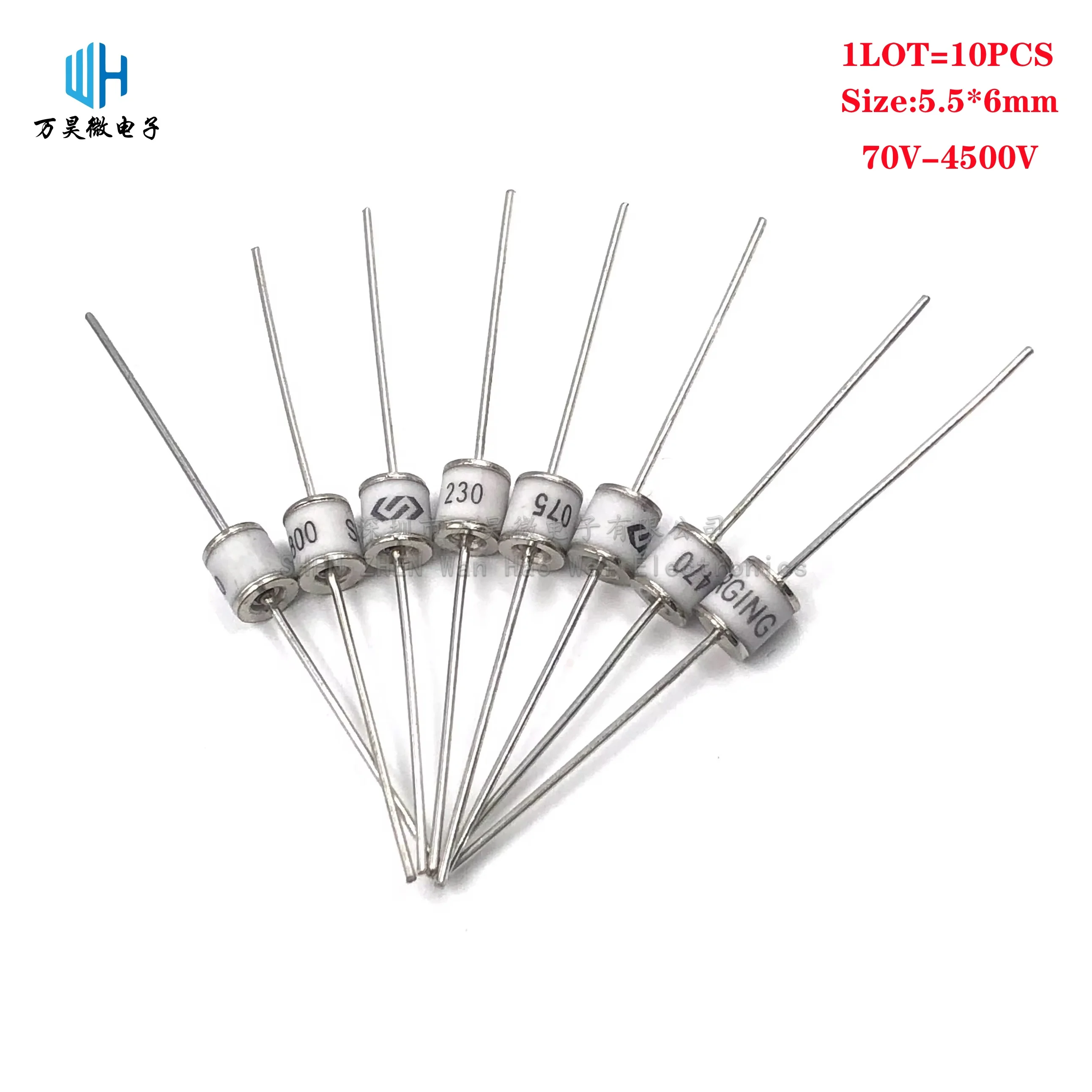 

10PCS/LOT ceramic gas discharge tube 5.5X6 5.5*6mm 2RL090L/B5G/SX51/SC2E5/2R600TB-5 75/150/470/800V 2500V 4500V Surge protective