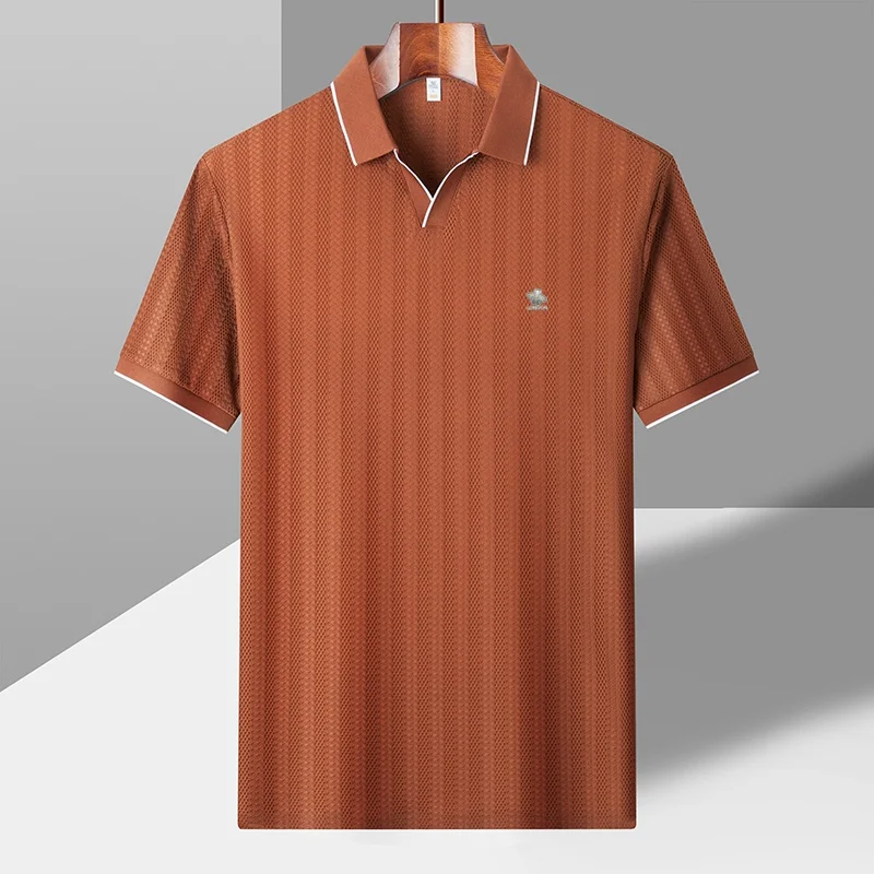 

Designer's high-end middle-aged men's fashion polo shirt comfortable and breathable men's business casual short sleeved T-shirt