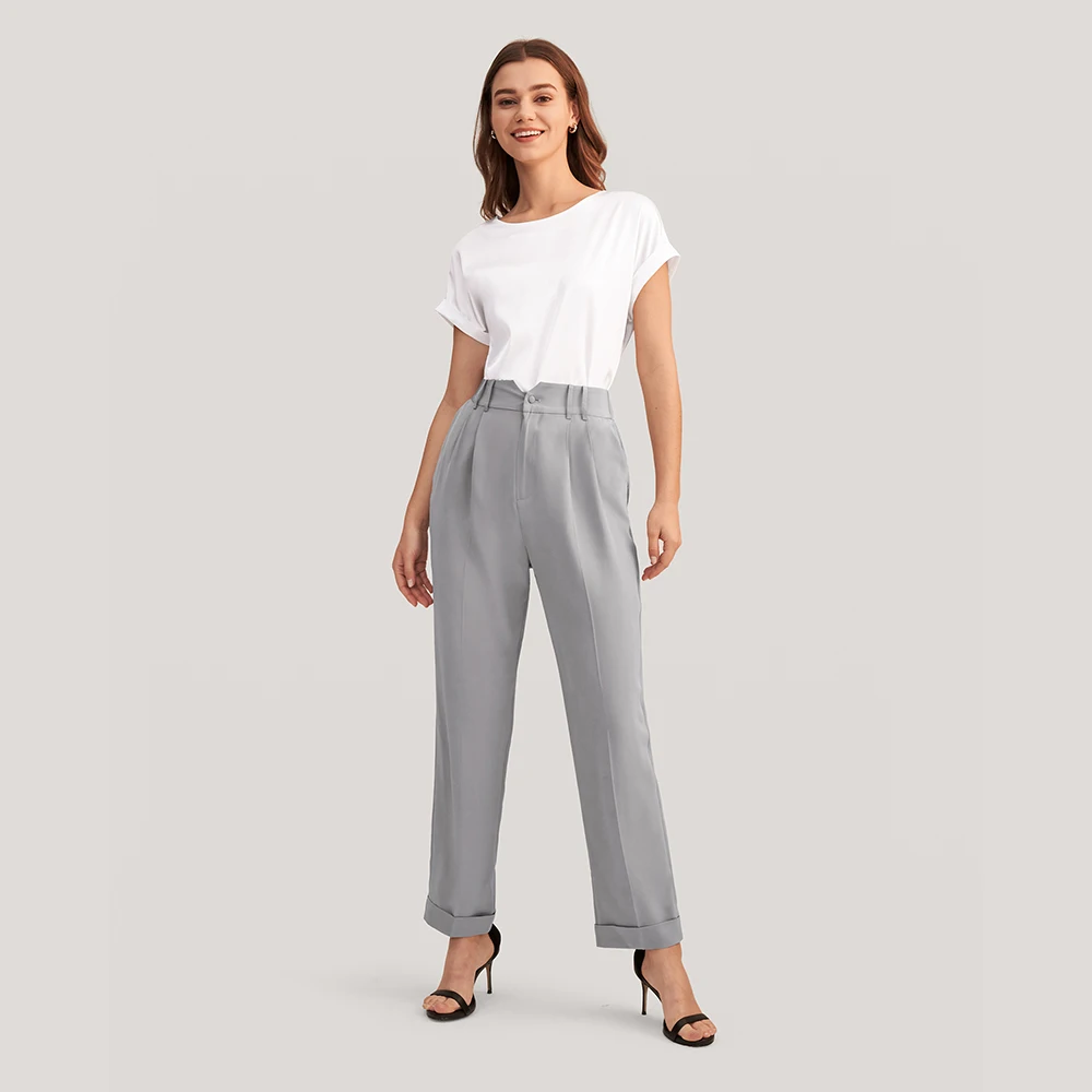 Lilysilk Zijde Broek Voor Vrouwen Casual Plain Verscholen Tapered Hoge Taille Aangepast Elastieken Taille Bijgesneden Broek Gratis Verzending