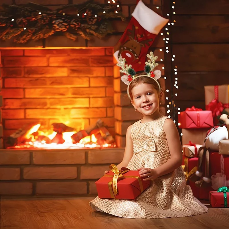 Diademas navideñas con astas brillantes para niñas, astas de Reno, orejas de ciervo, aro para el pelo para fiesta de Navidad, accesorios para el cabello