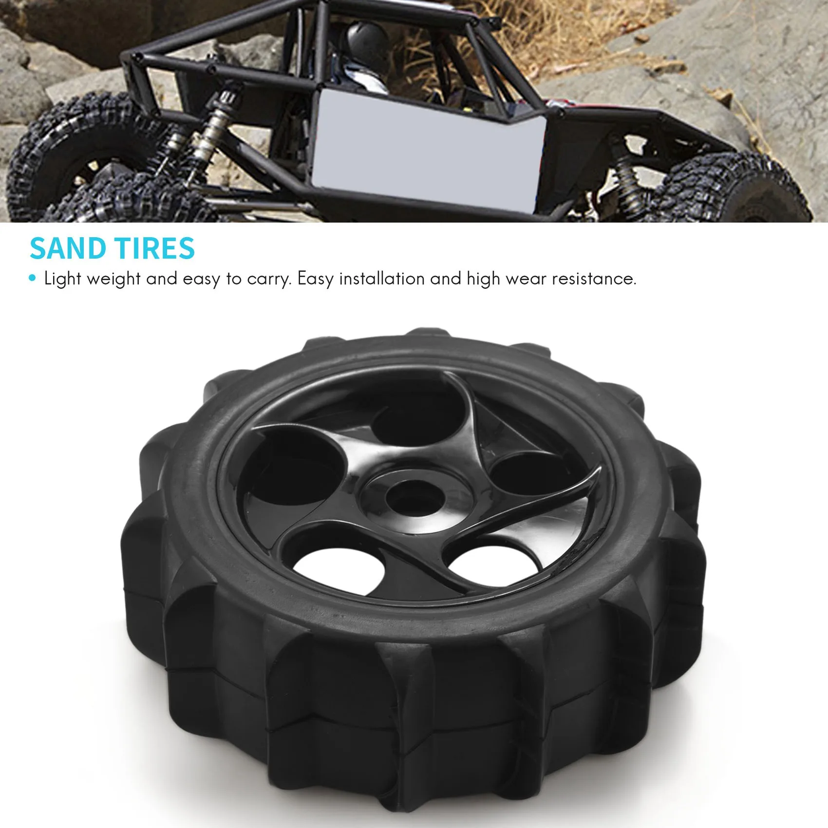 4Pcs RC 1/8 Paddles Snow Sand Tires Tyres Fit 1:8 Off-Road Wheels 1:8 Off-Road Short Card Beach Tire for RC Car