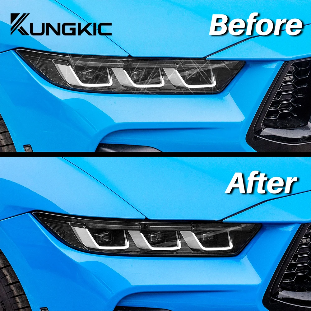Headlight Film Sticker for Ford Mustang 2024 2025 TPU Car Headlight Protective Film Anti-Scratch Transparent Smoked Black