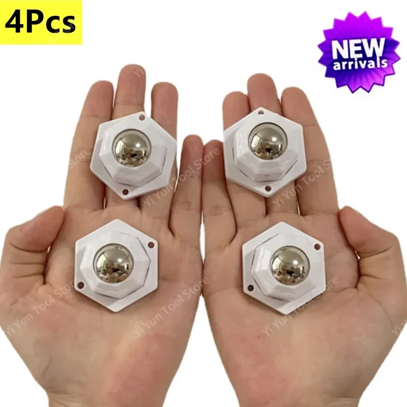 4Pcs Furniture Casters Wheels Self Adhesive Heavy Duty Pulley Stainless Steel Strong Load-bearing Universal Wheel 360° Rotation