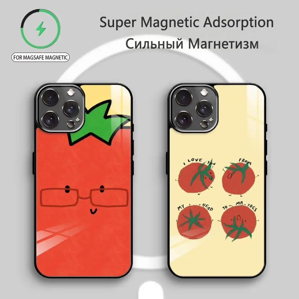 

Red T-Tomato A-ART Phone Case For iPhone17,16,15,14,13,12,11 Plus,Pro Max Magnetic For Magsafe Wireless Charging