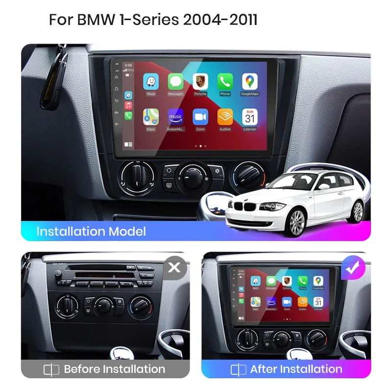 

Android 13 radio For BMW 1 serie E88 E82 E81 E87 2004-2011 Car stereo Multimedia Player Carplay Auto GPS Navi 2DIN NO DVD DSP