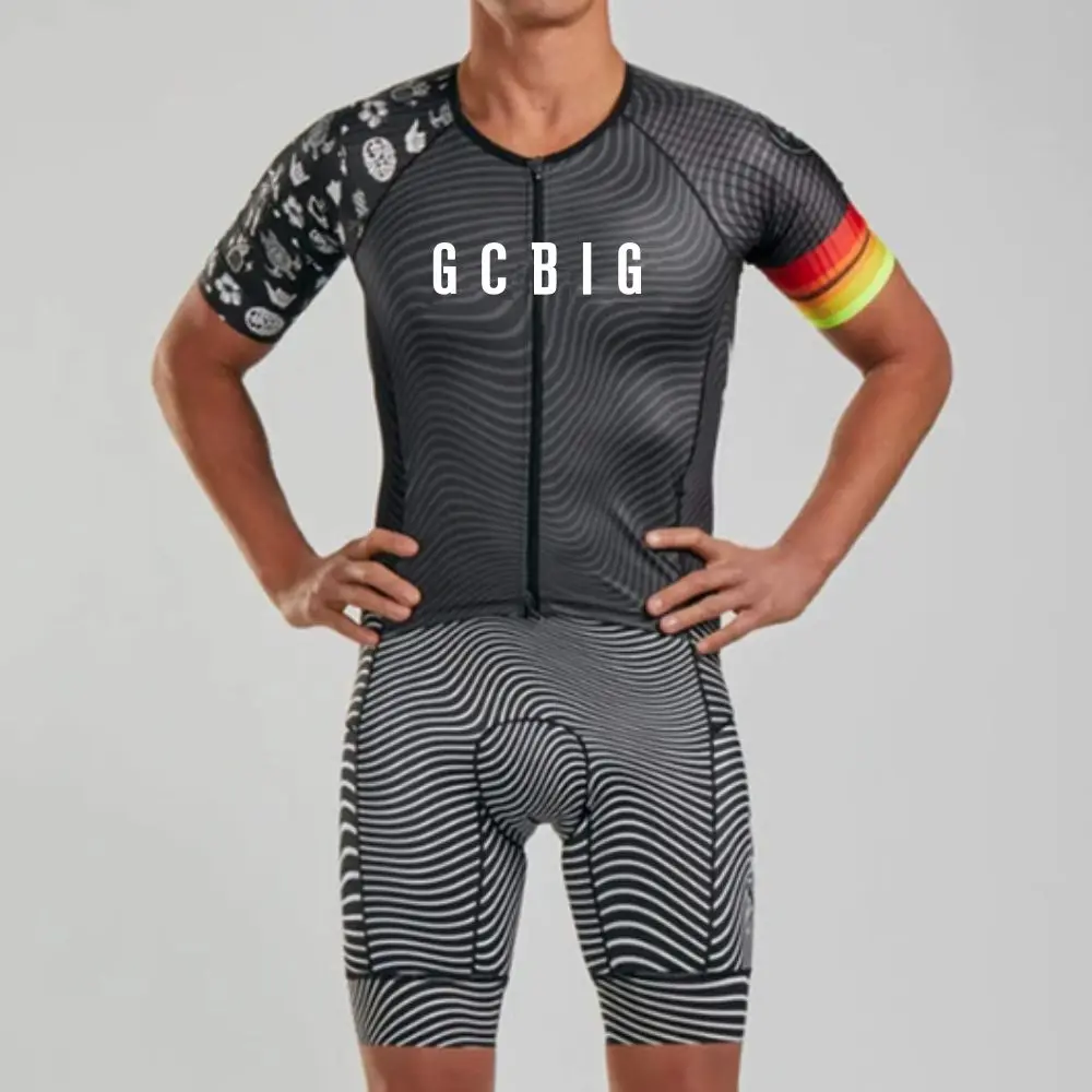 GCBIG-Short Sleeves Triathlon Jersey Suit for Men, Bike Kit, Cycling, Speed Suit, Jumpsuit, Ciclismo, Swimming Skinsuit