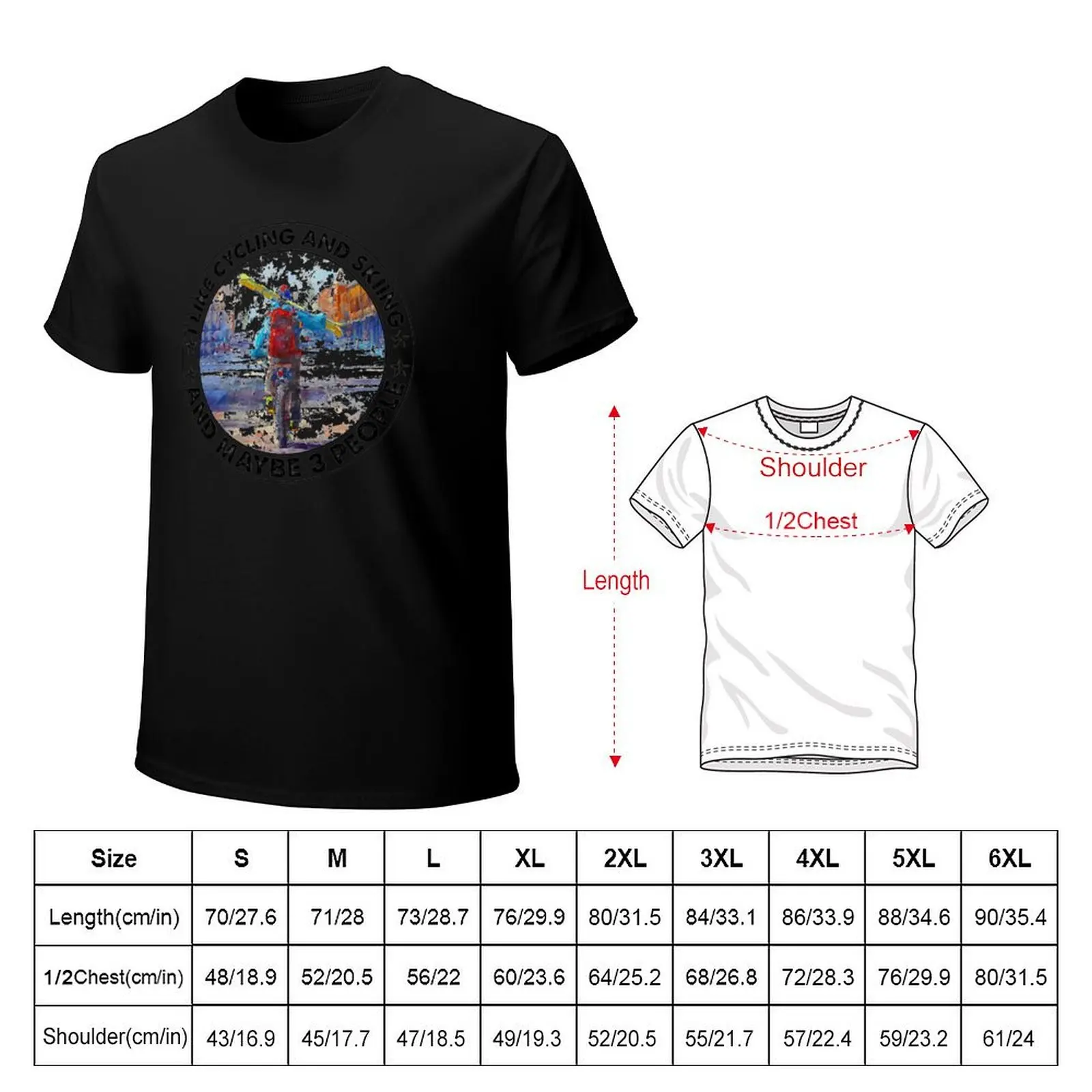 T-shirt graphique vintage pour hommes, j'aime le cyclisme, le ski et MAYpun3, les gens