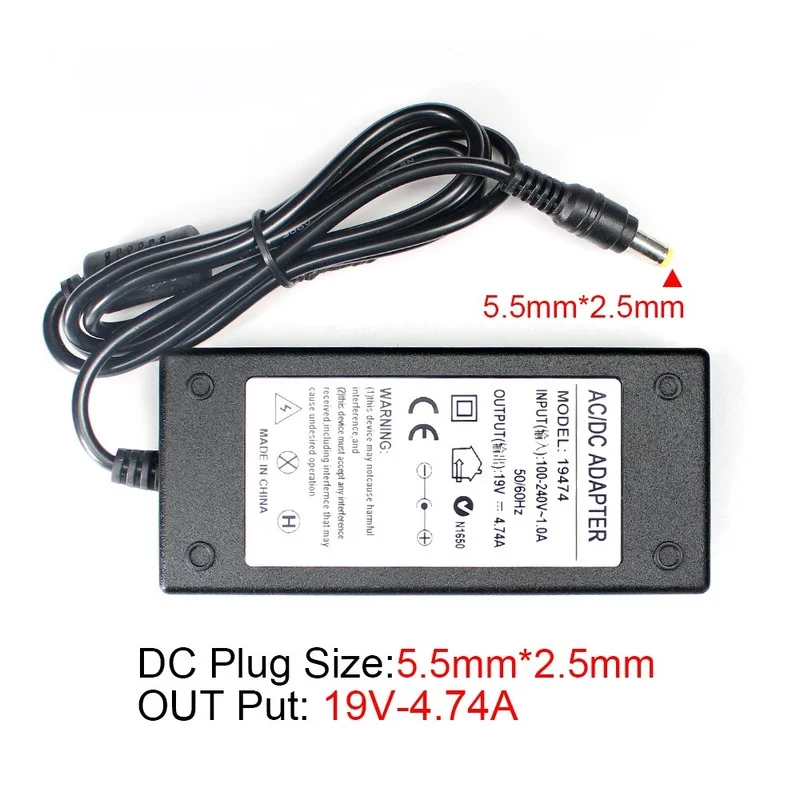 Adaptador de alimentação de 19 volts para asus k53b k53by k53by k53e k53f fonte de alimentação do adaptador dc 19 v 4.74a carregador portátil ac