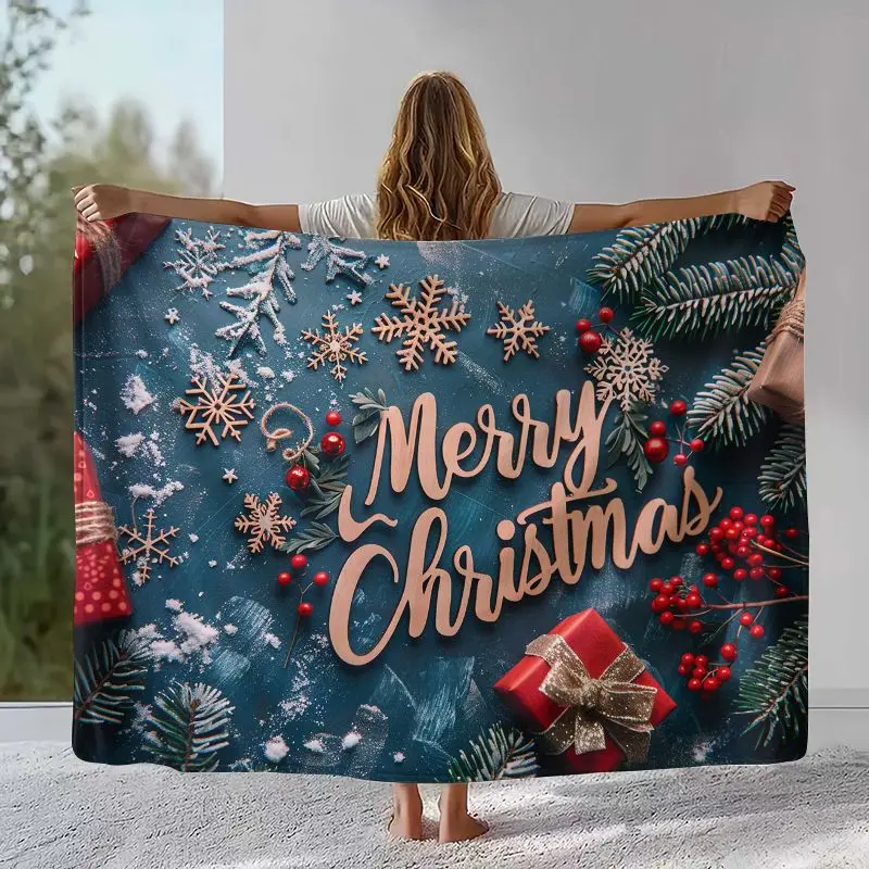 New Year Merry Christmas Tree Santa Claus Fairy Tale Kids Gift Soft Flannel Throw Blanket,Cozy Blanket for Bed,Sofa,Living Room