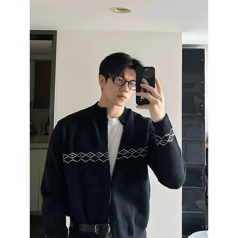 

Вязаный открытый кардиган с геометрическим рисунком, круглый, с кисточками, мягкое полиэфирное волокно, зимний теплый повседневный свободный крой, мужской и женский свитер