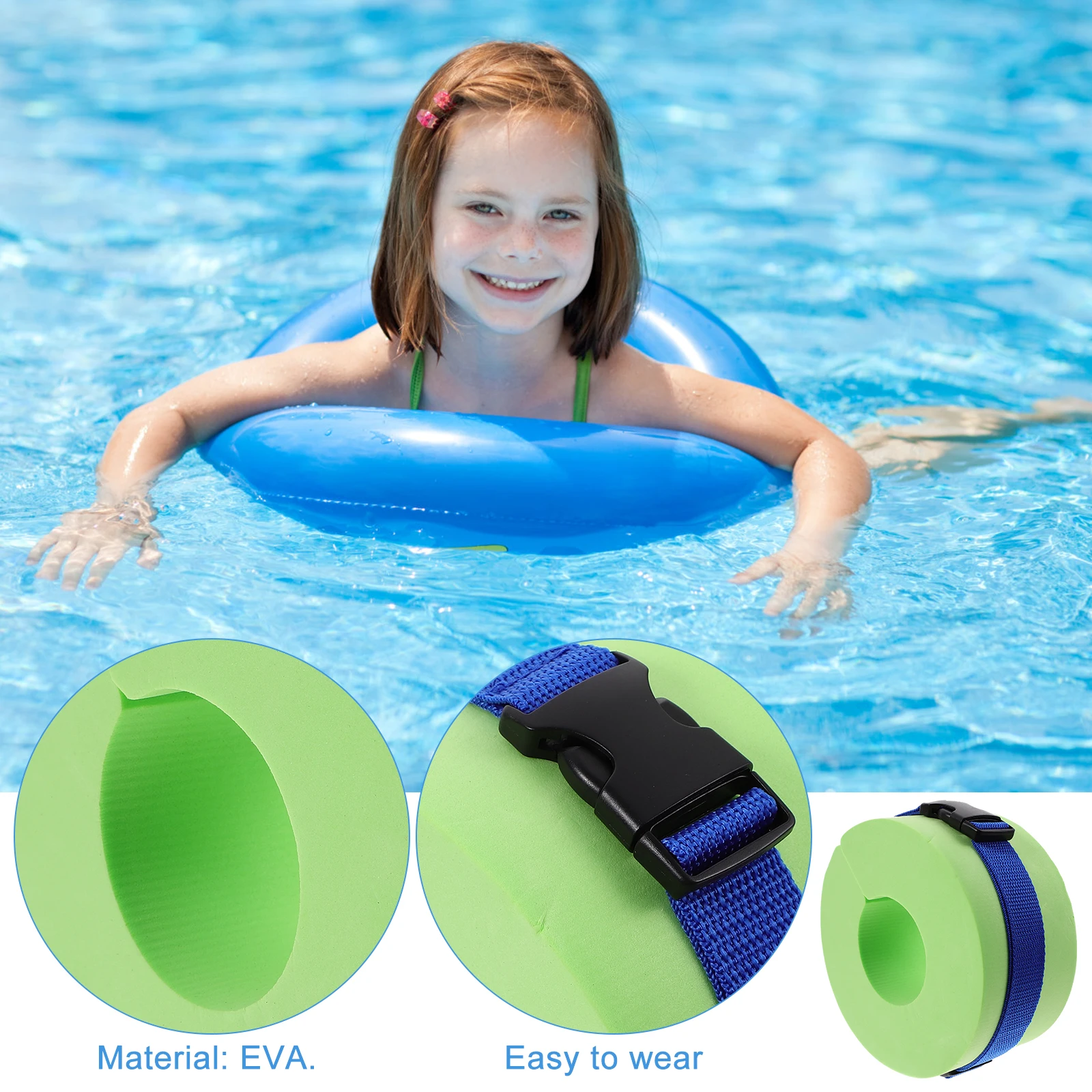 

Floating Arm Bands Green Adjustable Swim Cuffs For Kids Adults Pool Floats For Aquatic Therapy - Swimming Armbands Water