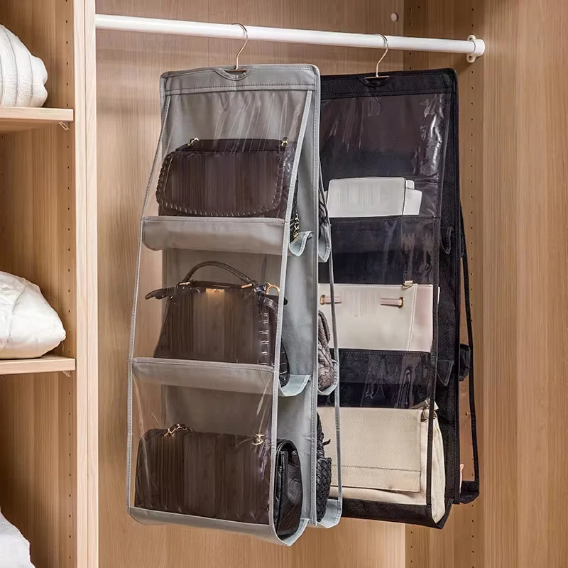 Hanging Handbag Organizer Wardrobe Closet Transparent Storage Bag Door Wall Clear Sundry Shoe Bag Hanger Pouch Accessories