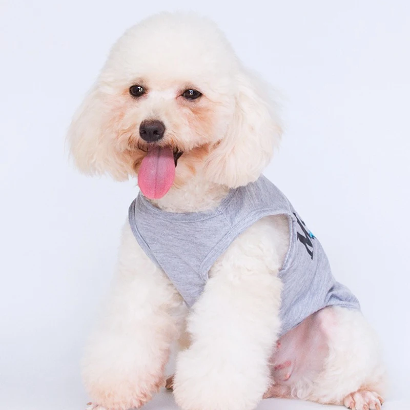

Summer Sleeveless Dog Clothing Pet Breathable Clothes Summer Letter Printed Small and Medium-sized Dog T-shirt Bichon Short