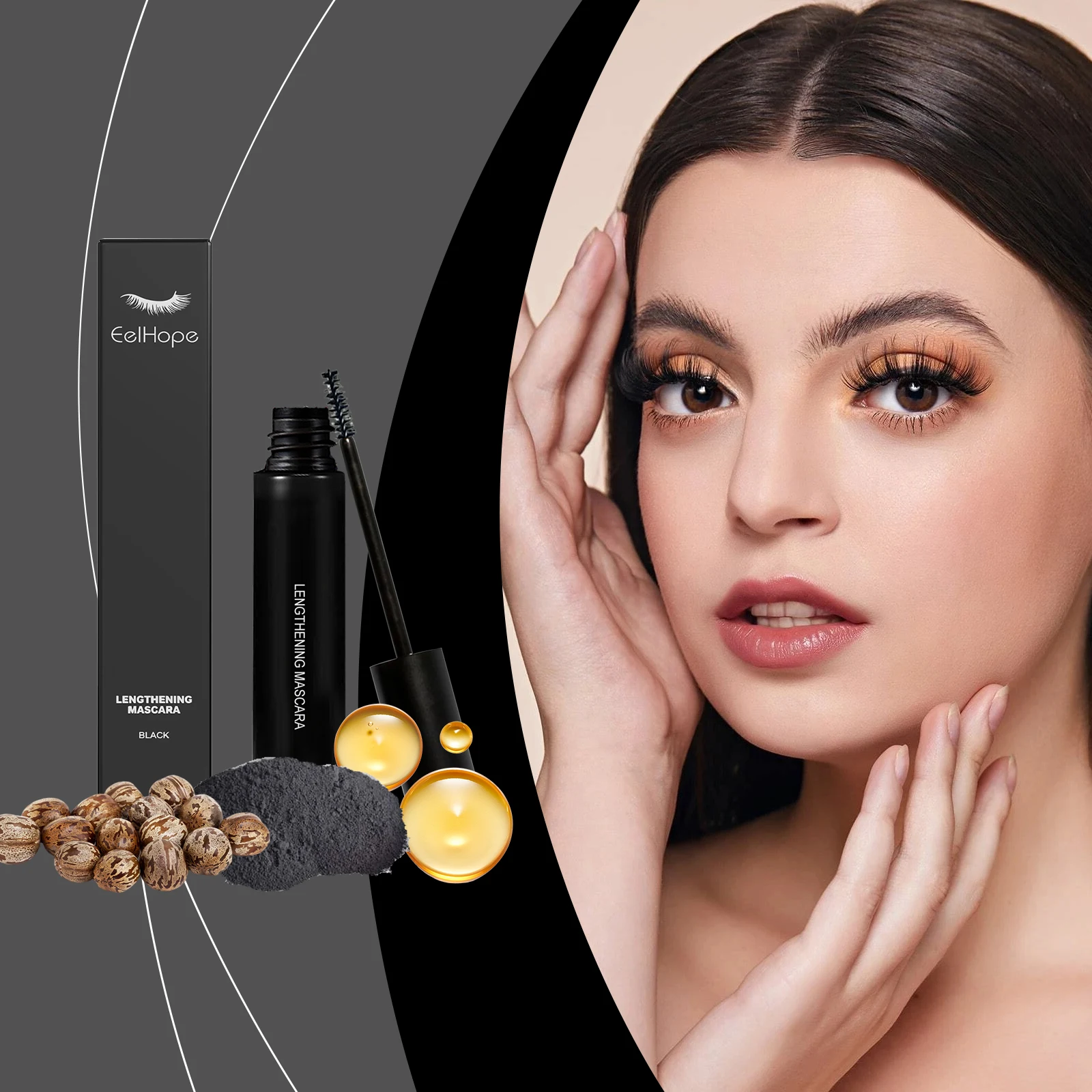 Waterdichte verlengende mascara, veegvast, langdurig voor natuurlijke of dramatische gedurfde wimpers, 5 ml zwarte oogmake-up