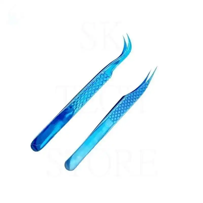 1pcs Dream Blue Ultra-fine Premium Beauty Makeup Tweezers For Eyelashes Extension Pinzas Super Precision Phone Repair Hand Tool