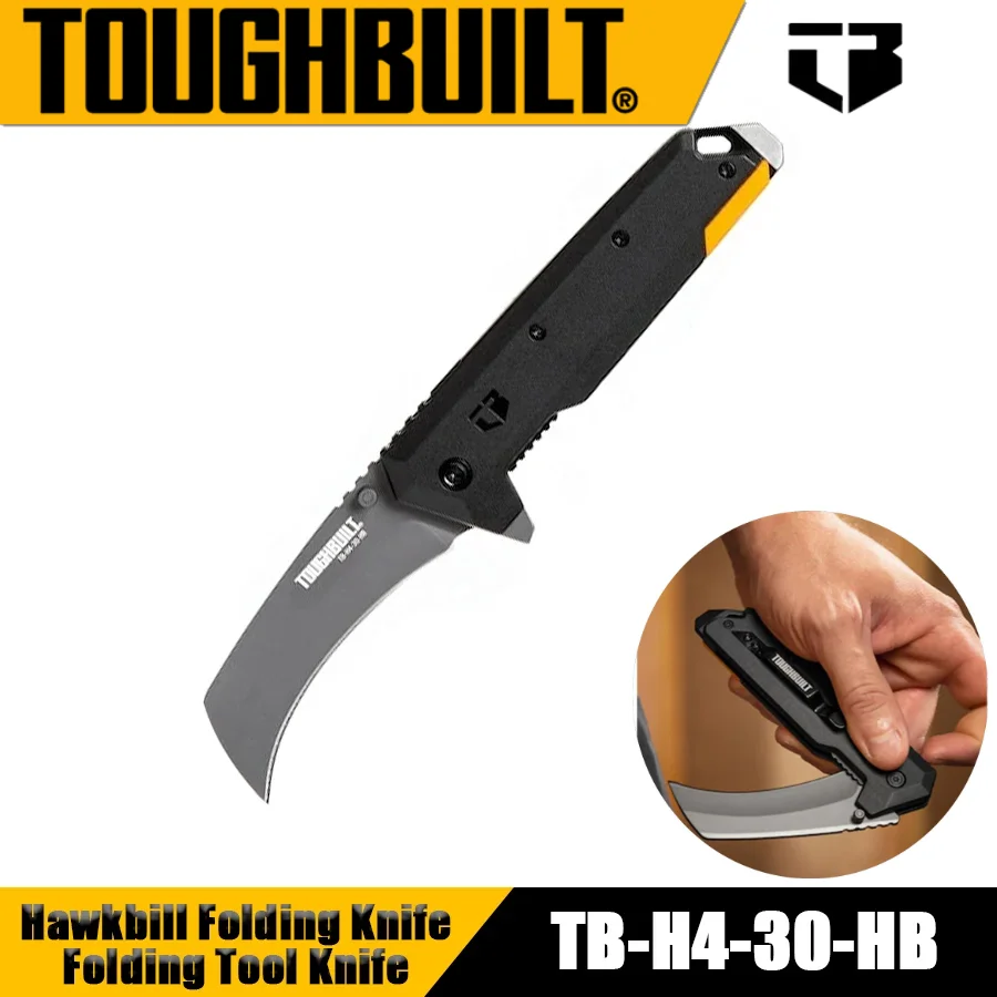 TOUGHBUILT TB-H4-30-HB Multifunction Hawk Hook Folding Knife Pocket Knife Portable Outdoor Knife Cutting Hand Tools