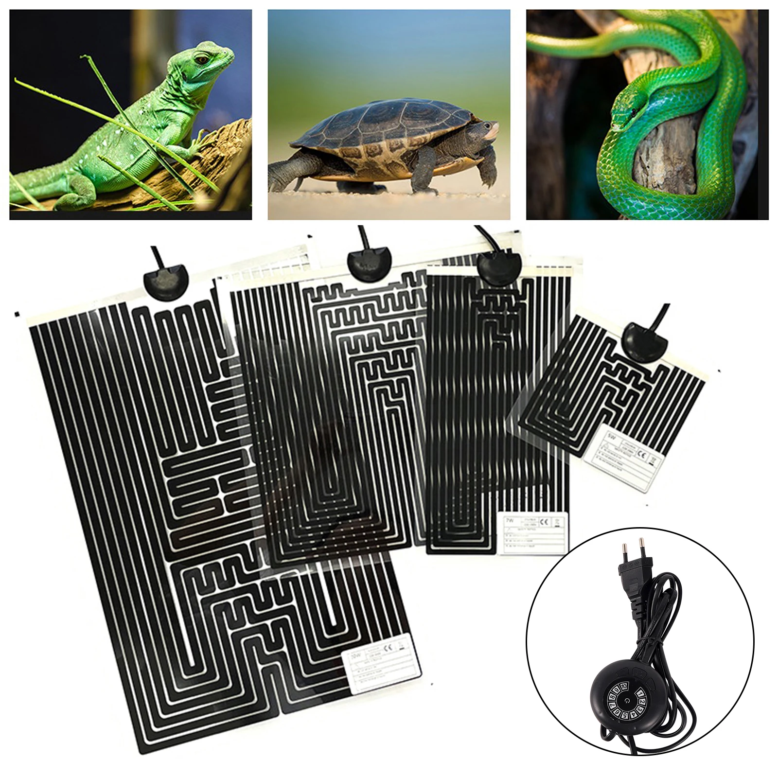 EU Plug Reptile Heating Pad For Lizard Turtle Heater Reptiles Warm Adjustable Temperature Controller Mat For Small Fish Tank 1Pc