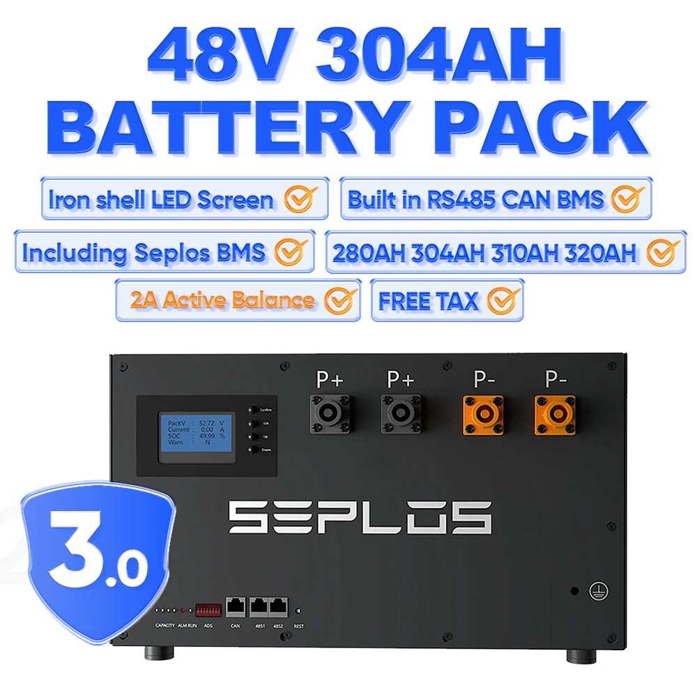 

Seplos V3 DIY Kits 48V 280ah LiFePO4 Battery Case 51.2V Box BMS Smart Active Balance Equalizer 2A for Solar Energy EU Stock