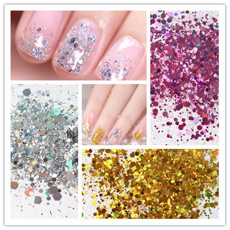 10Ml of Nail Art Glitter Mixed Sequins Polyester Film Hexagonal Colorful Sequins Nail Art Sequins Glitter Decoration Manicure