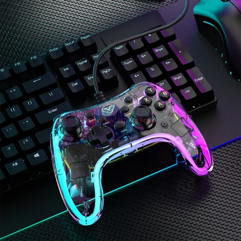 Aolion Professional Grade Wired Gamepad Rgb Light Effect Hall Trigger Asymmetrical Motor Game Controller Support Switch Steam