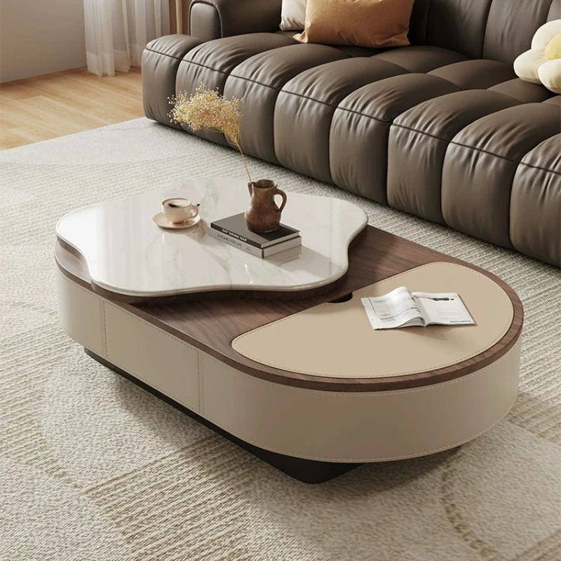 YJQ Italian light luxury rock slab coffee table TV cabinet combination living room household petal French tea table