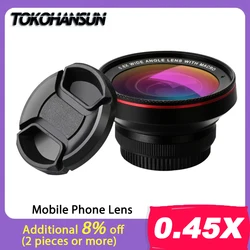 TOKOHANSUN New HD 37MM 0.45x Super Wide Angle Lens with 12.5x Super Macro Lens for iPhone LG HTC Samsung Sony Camera lens Kit
