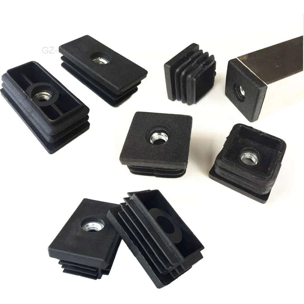 2/4/8 piece Square Black Plastic Caps Tube Caps Tube Inserts With M8 Metal Thread