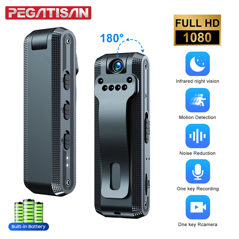 1080P Full HD Micro Mini Body Camera Camcorder Night Vision DV Video Voice Recorder With 180 Rotating len Wearable Small Cam