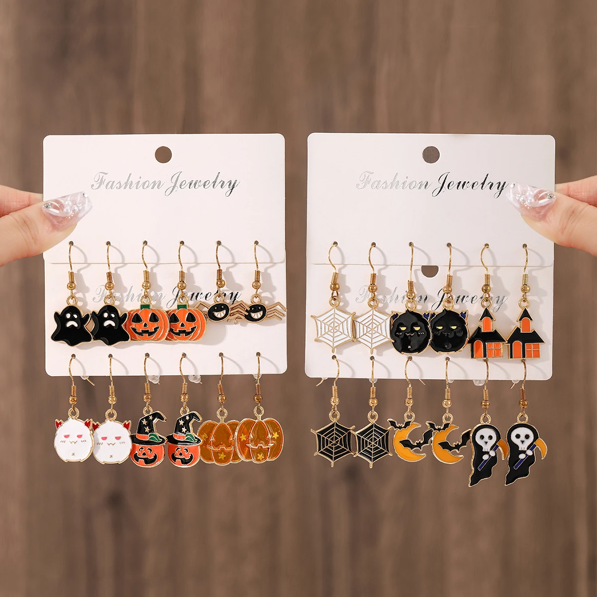 12 Pairs/set Gothic Metal Spider Pumpkin Head Spider Web Pendant Drop Earrings Punk Y2K Earrings Trend Cosplay Halloween Jewelry