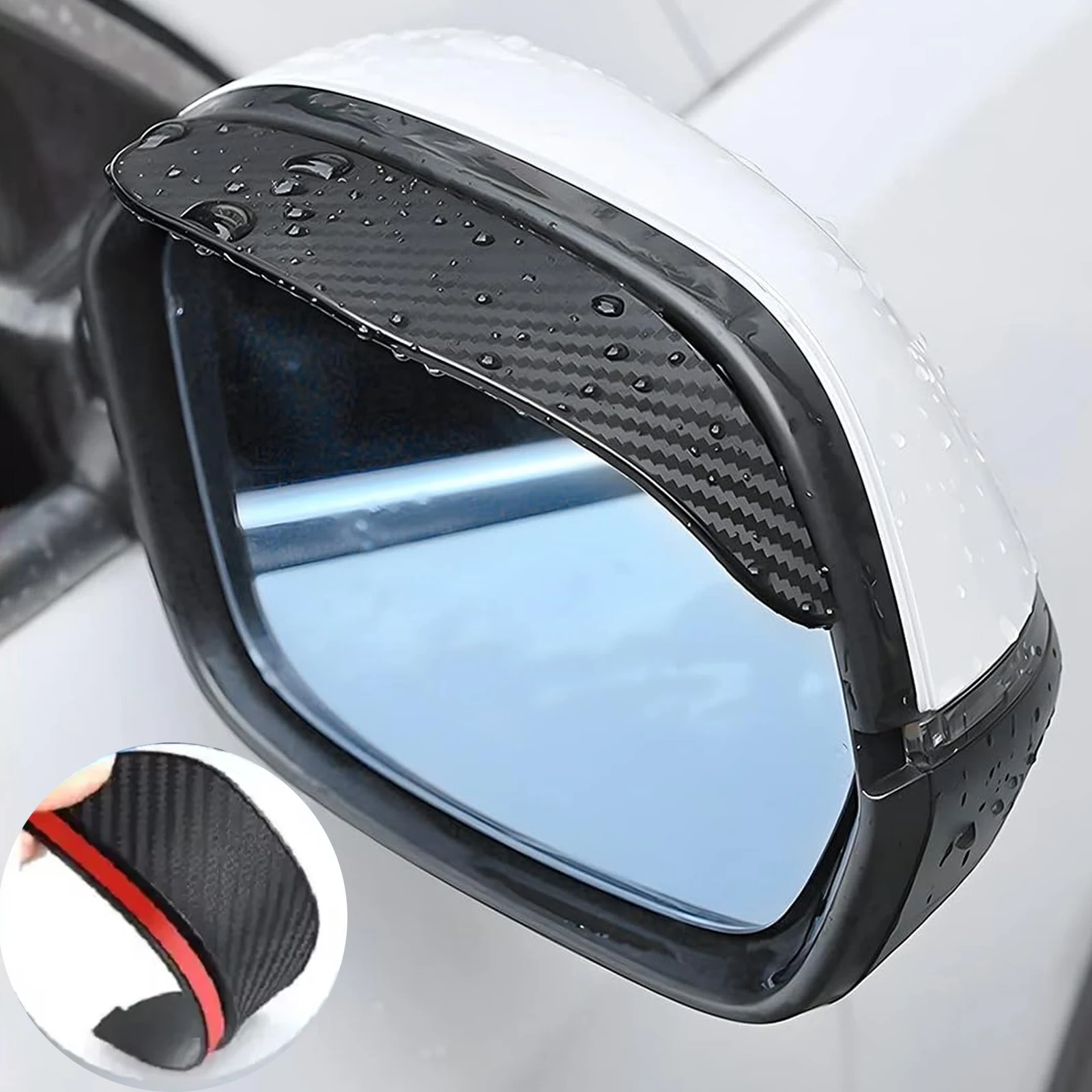 Protetor de Espelho Retrovisor de Carro em Fibra de Carbono, Protetor Solar para Espelho Lateral, Acessórios para Espelho Retrovisor