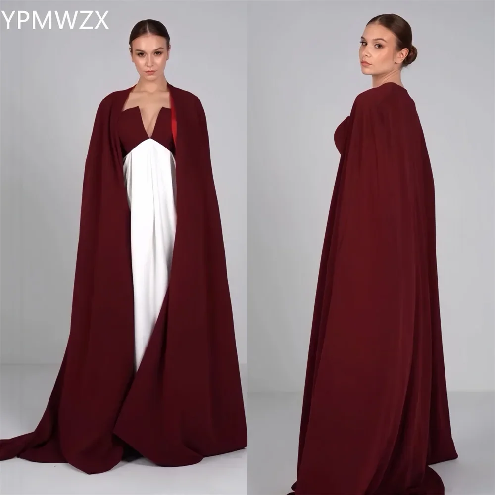 

Customized Evening Dress Formal Party Occasion YPMWZX Strapless A-line Floor Length Skirts Draped Stole Bespoke Dresses