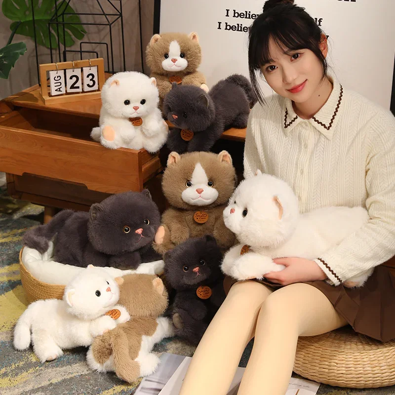 Cute Simulated Cat Doll Plush Toy Stuffed Soft Animal Plush Cartoon Kitten Pillow Kids Girls Birthday Gift Pet Toys Decoration