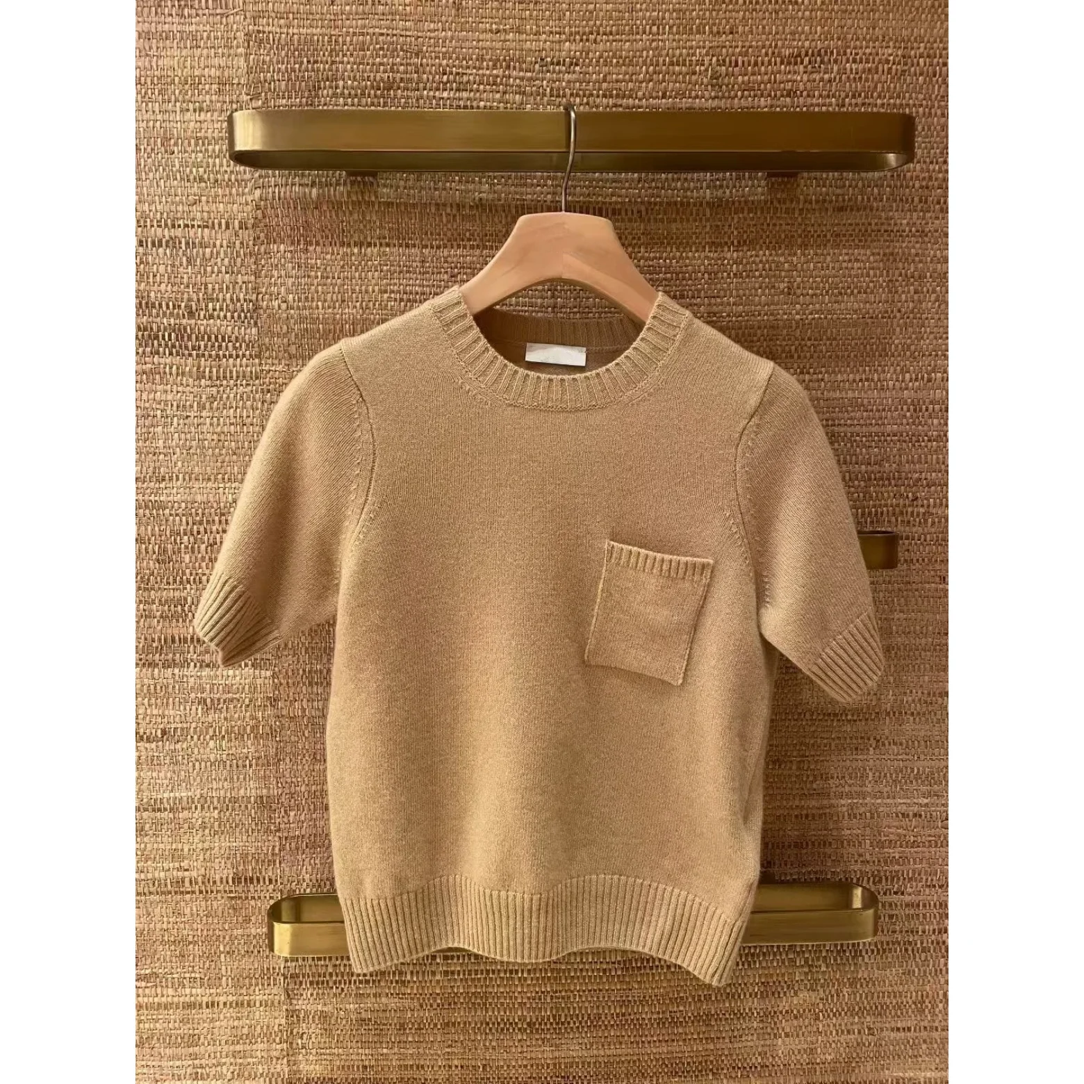 

HEIDD S Осенне-зимний вязаный свитер с круглым вырезом, облегающий, цвет молочного чая, женский модный топ из полиэфирного волокна