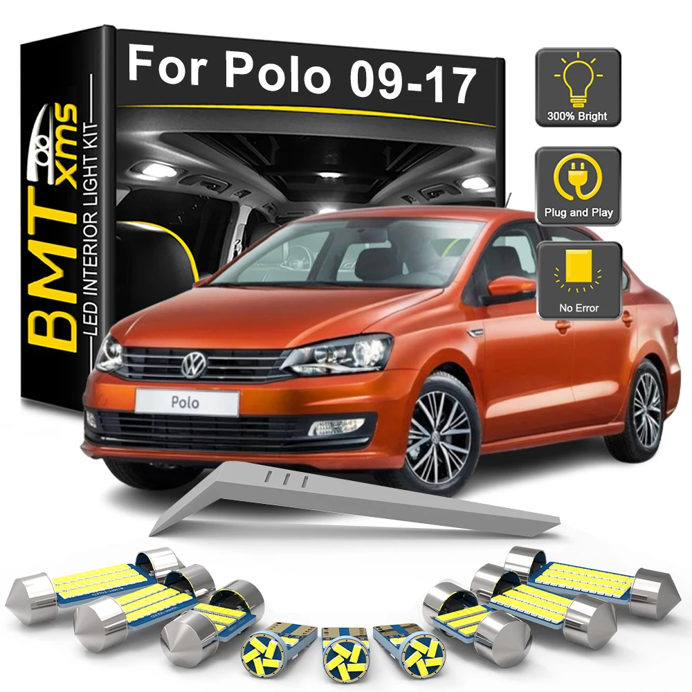

BMTxms 5/8/13 шт. комплект внутреннего светодиодного освещения Canbus для VW Volkswagen Polo MK5 6R 6C 2009 2010 2011 2012 2013 2014 2015 2016 2017