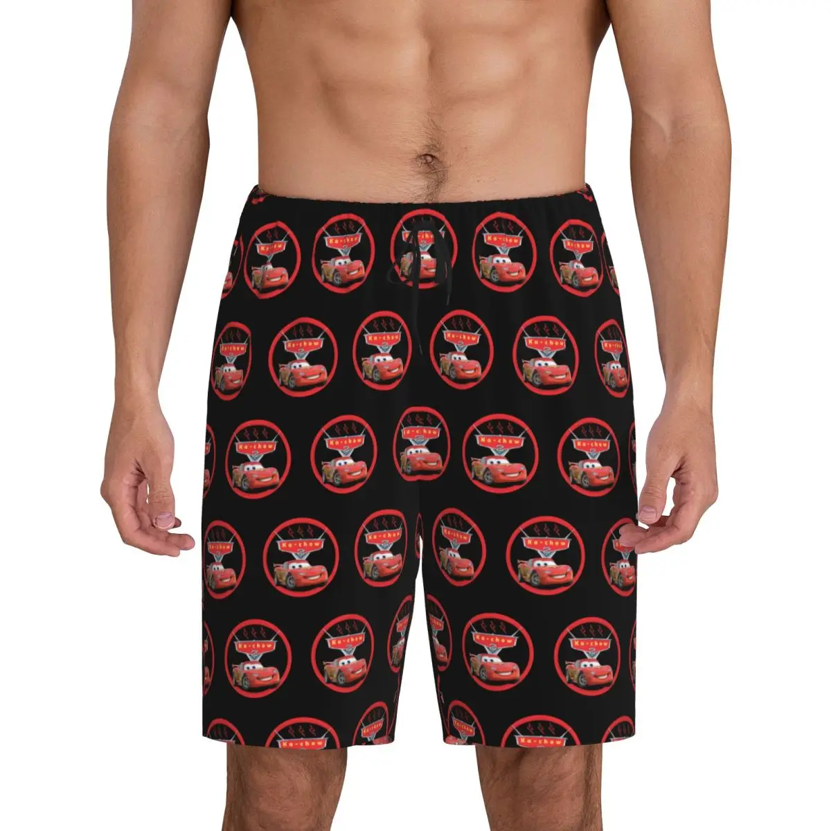 

Custom Print Men's Cartoon Lightning Mcqueen Cars Pajama Bottoms Sleepwear Pjs Sleep Shorts with Pockets