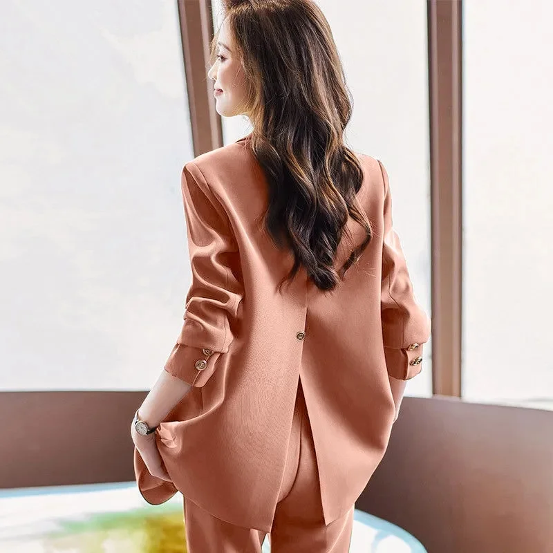 Brick Red Blazer Jacket Woman 2023 Spring and Autumn New Fashion Slim Temperament Behind The Split Suit Goddess Fan Suit Female