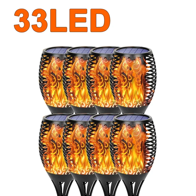 12/33/96LEDs Solar Flame Zaklamp Flikkeren Licht Waterdichte Tuin Decoratie Outdoor Gazon Pad Yard Patio vloerlamp