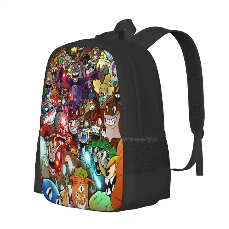 Cuphead Poster   Color Hot Sale Schoolbag Backpack Fashion Bags Cuphead Dont Deal With The Devil Color Mugman King Dice Bosses