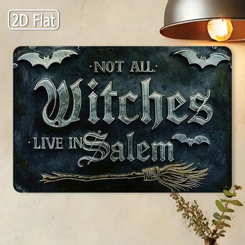 1pc 2D Flat Vintage Tin Sign, Metal Plaque, Witch Themed, Salem - Inspired, Halloween Style, Bedroom, Living Room Decor, Mysterious Vibe, Spooky Decor, Dramatic Ornament, 8x12inchs/20x30cm Home Decor Halloween Decor Fall Decor