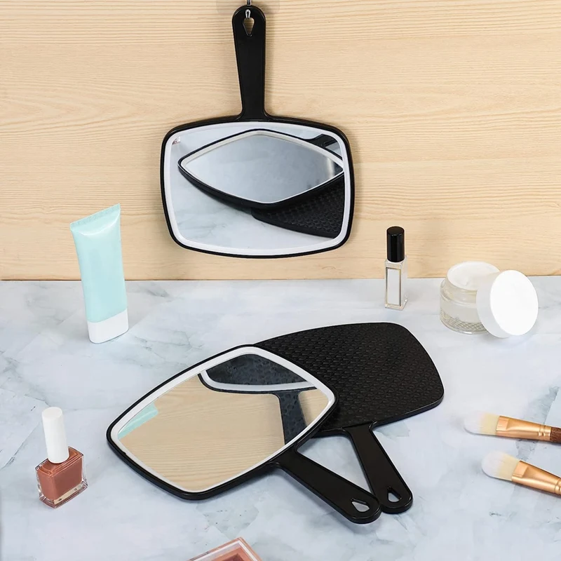 10Pcs Portable Hand Mirror Black Handheld Mirror Wall Mirror With Handle Multi Barber Mirror For Vanity Makeup Salon Travel