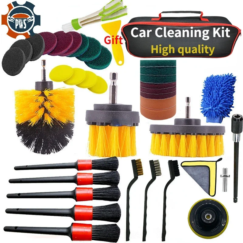 Car Detailing Brushes Kit Brushes for Automotive Cleaning Auto Air Cleaning Electric Drill Brush Cars Dirt Dust Cleaning