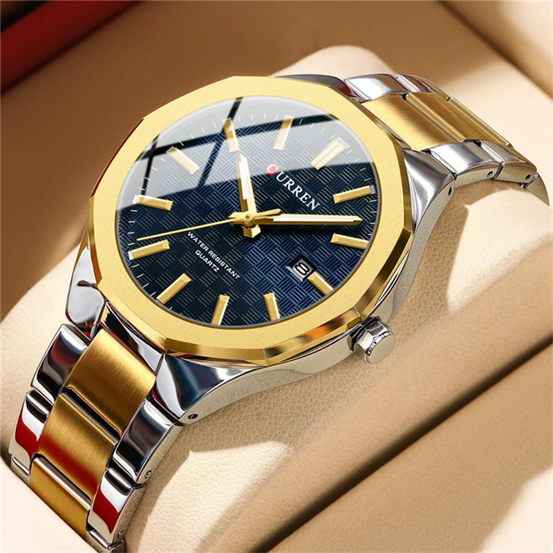 CURREN 8477 Top Brand Men's Watches with Luminous Hands Simple Classy Business Stainless Steel Band Wristwatches for Male 2025