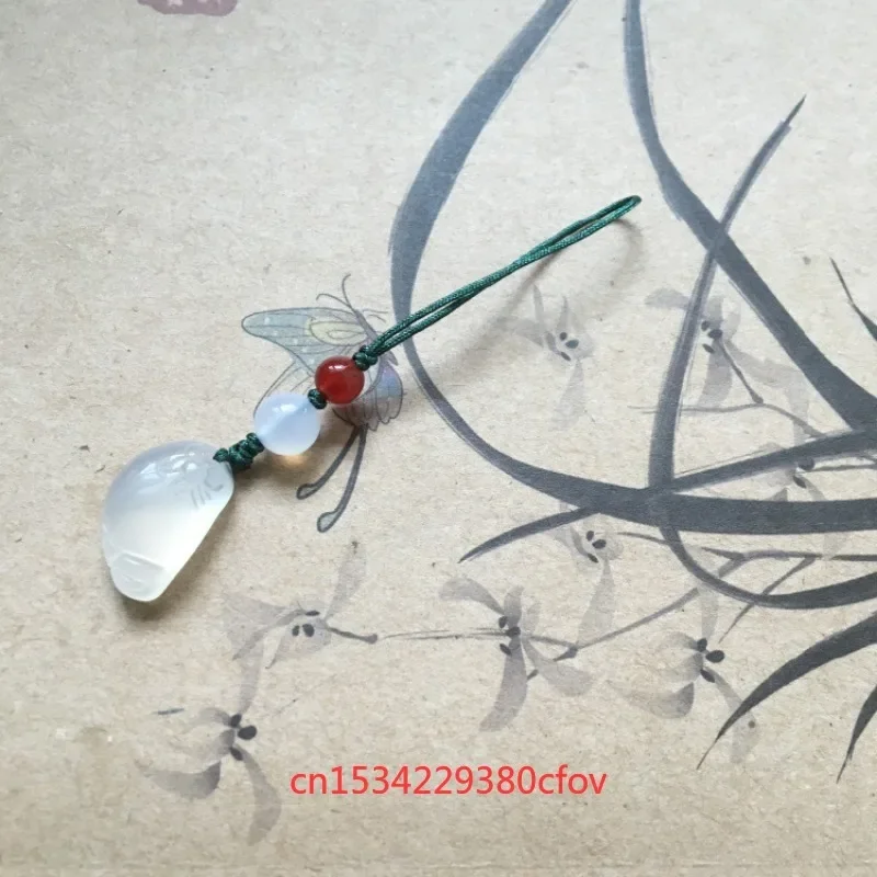 Natural Agate Chalcedony Fox Beads Accessories DIY Bracelet Necklace Key Chain Jewellery Fashion Hand-Carved Lucky Gift