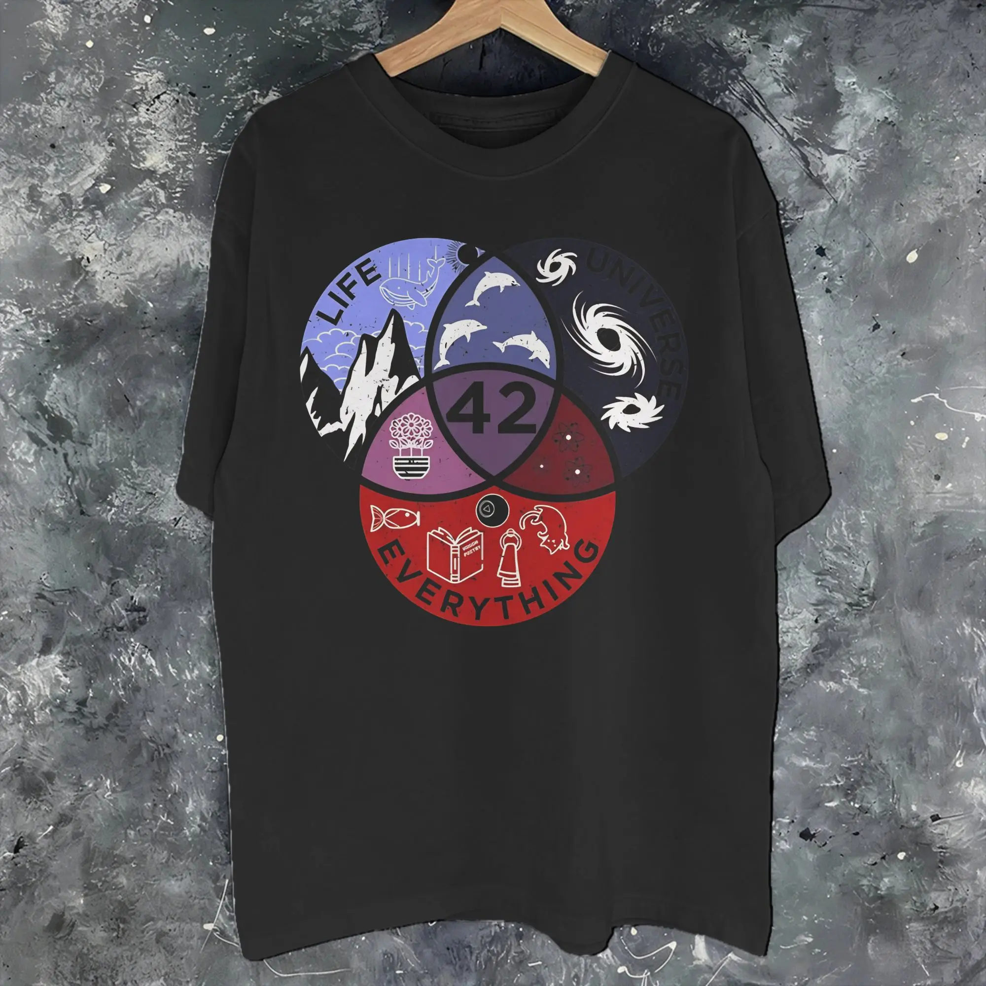 dont panic 42 The Answer To Life Douglas Adams  Graphic Print T Shirt for Men Women  Cotton  Tee Shirt Clothing