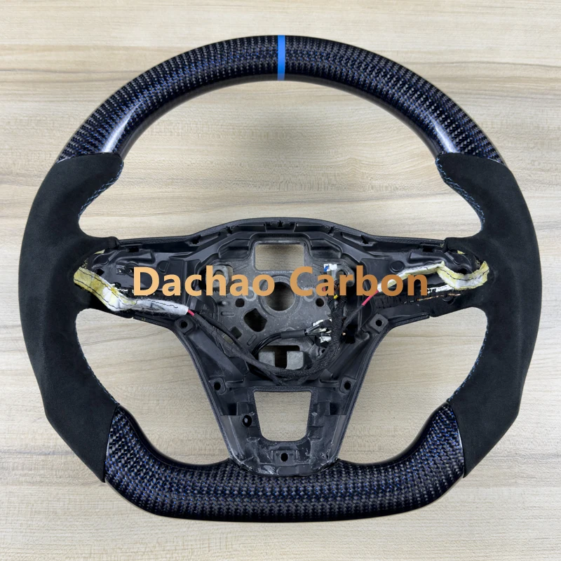 

Синий шелковый руль из настоящего углеродного волокна для Volkswage VW Golf 8 MK8 R, высококачественная кожа, индивидуальный стиль