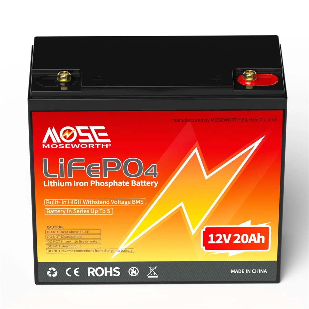 MOSEWORTH 12V 20Ah Lithium LiFePO4 Tiefzyklusbatterie mit BMS Lithium-Eisenphosphat Wiederaufladbare Batterie für Solarleuchten und Camping – Detail 13