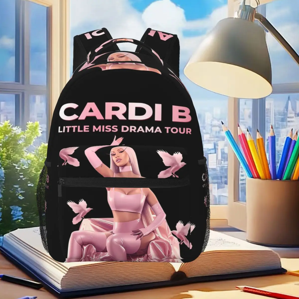 Mochila vintage Cardi B Little Miss Drama Tour, mochila escolar para estudantes, meninos e meninas, bolsa escolar para computador, bolsas de ombro para homens e mulheres
