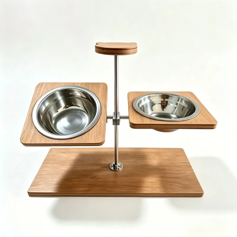 Adjustable Pet Bowl Dogs and Cats Double Bowls Elevated Protect Cervical Spine Bowl Modern Simple Nordic Pets Bowls Holder