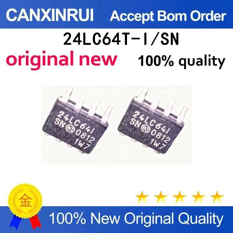 

(5-100 PCS) Brand new original 24LC64T-I/SN SOP8 patch 24LC641 memory chip 24LC64I