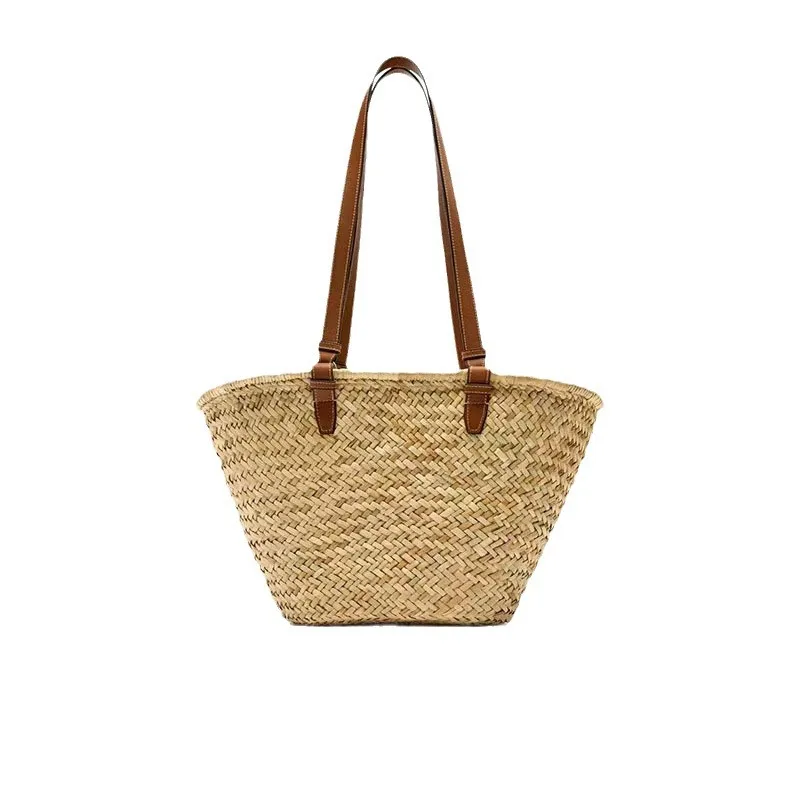 Luxury Design Straw Woven Tote Bags Summer Casual Large Capacity Handbags New Fashion Beach Women Shoulder Simple Style Shopping